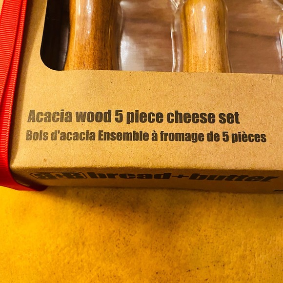 Bread & Butter Acacia Wood 5 Piece Cheese Set Gift Set NEW Rustic Farmhouse - Picture 4 of 6